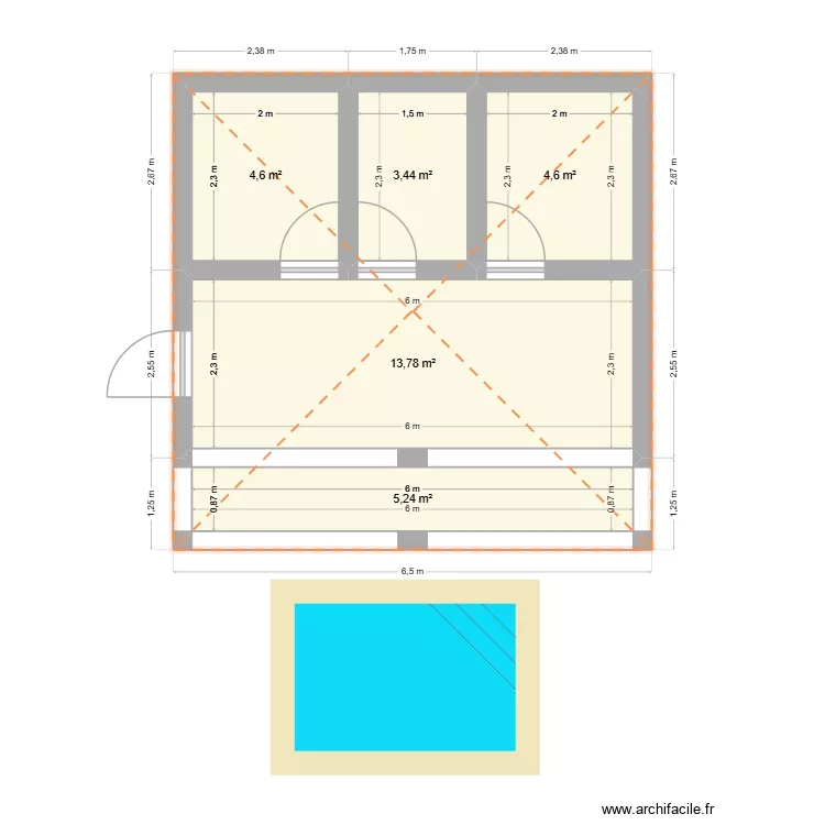 PELLETAN (Idée de Leïla OK ). Plan de 5 Pièces et 32 m² PELLETAN (Idée de Leïla OK ). Plan de 5 Pièces et 32 m²