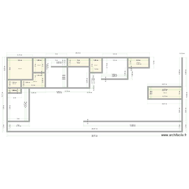 Appartements étages. Plan de 9 pièces et 40 m2
