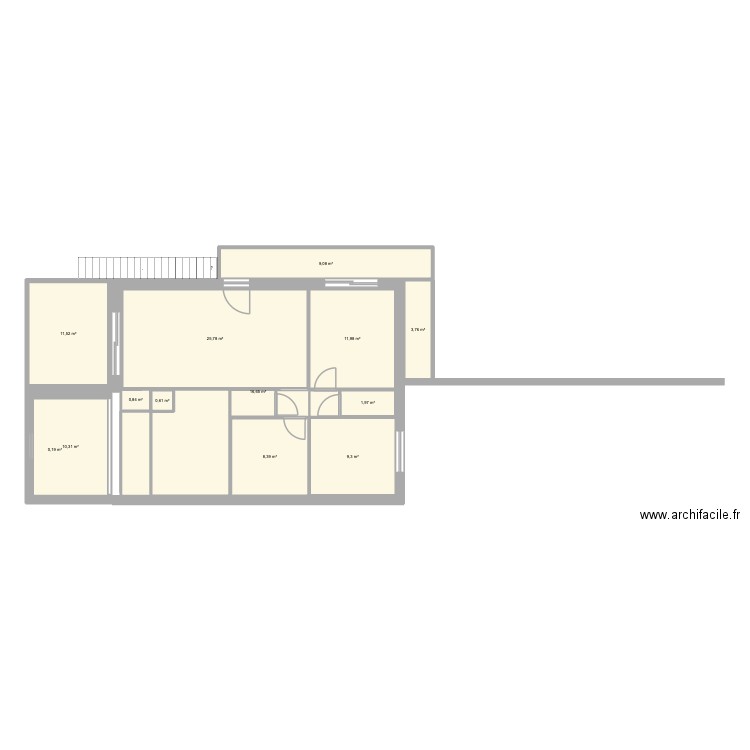 appart étage. Plan de 13 pièces et 175 m2
