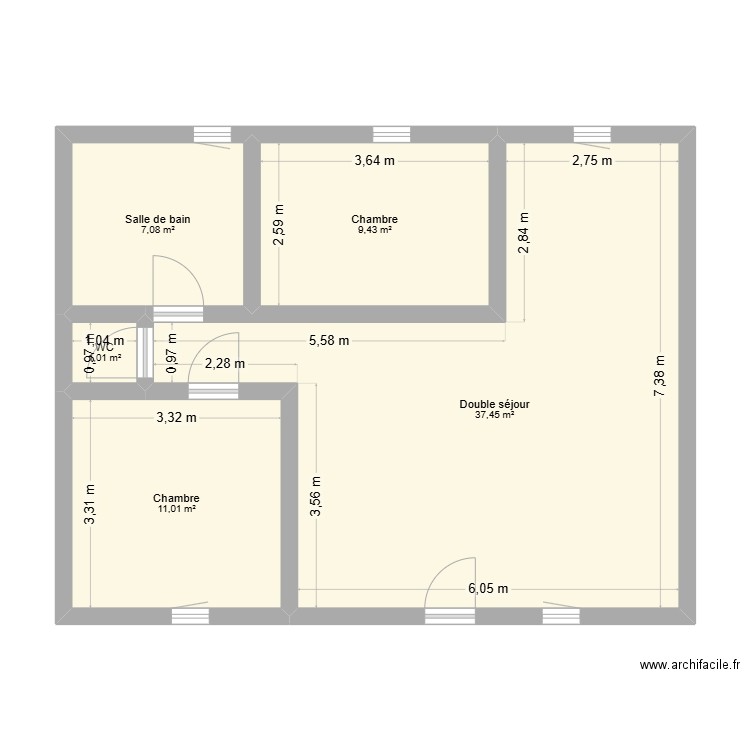 carquefou. Plan de 5 pièces et 66 m2