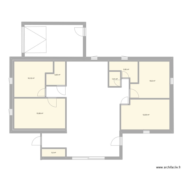projet comble. Plan de 8 pièces et 55 m2