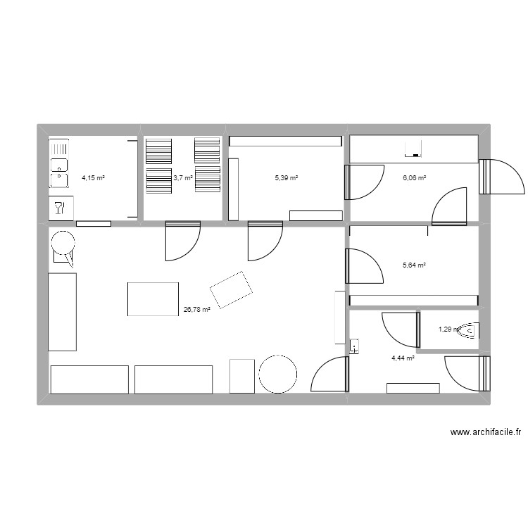 plan al 5. Plan de 8 pièces et 57 m2