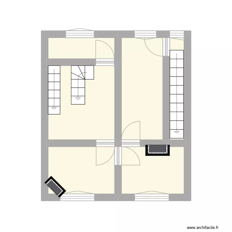 1er &eacute;tage. Plan de 6  et 15 m²