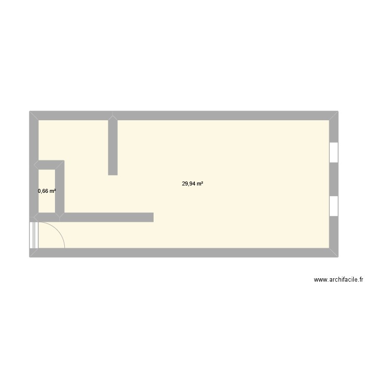 Tkt. Plan de 2 pièces et 31 m2