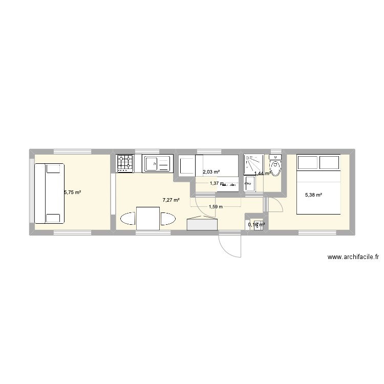 MOBILHOME AV TRAVAUX. Plan de 6 pièces et 22 m2