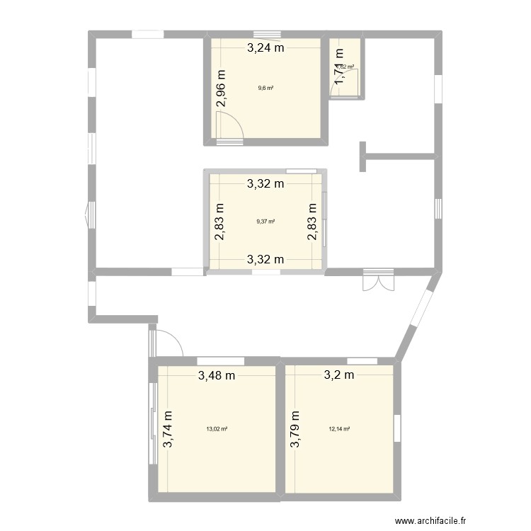 Jely3. Plan de 4 pièces et 33 m2