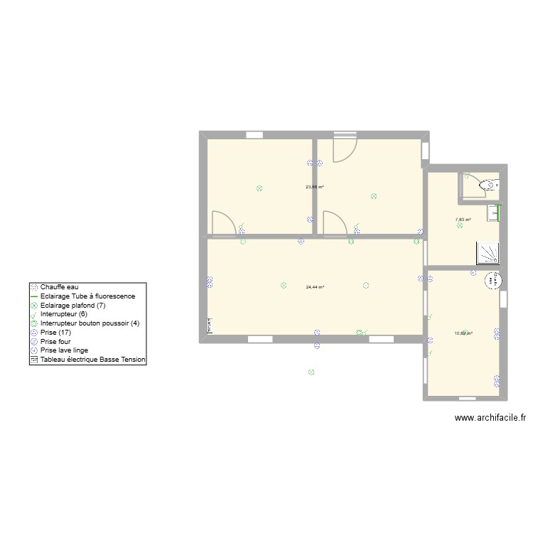 aubou. Plan de 4 pièces et 66 m2