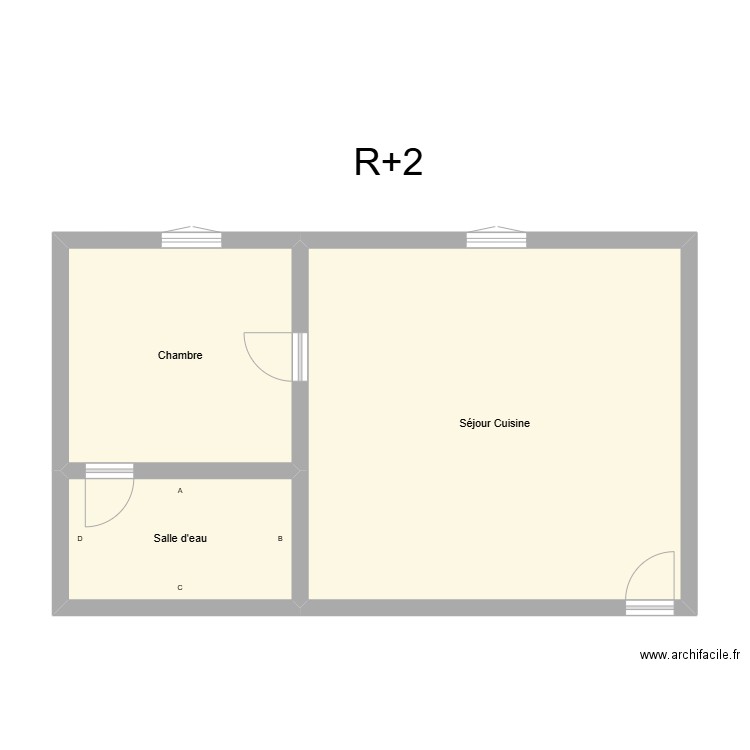 350602266. Plan de 3 pièces et 57 m2