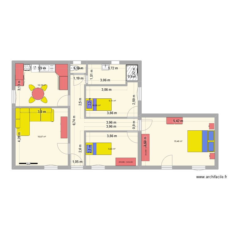FARHAN - EL KAMEESI 1. Plan de 7 pièces et 84 m2