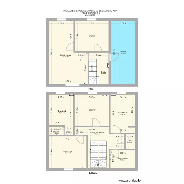 PAVILLON CHEVALIER DE RAUTOT APP4. Plan de 12  et 126 m²