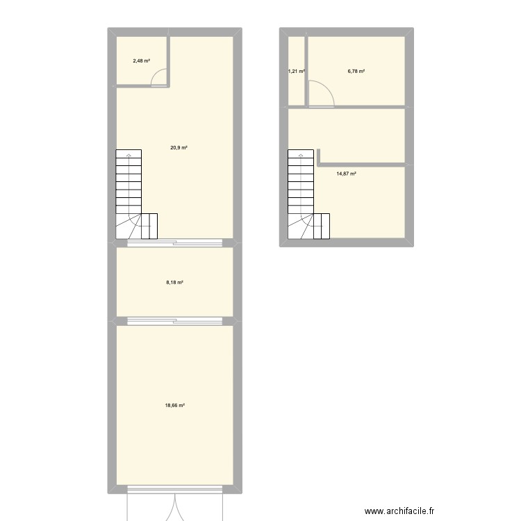 Gruissan. Plan de 7 pièces et 73 m2