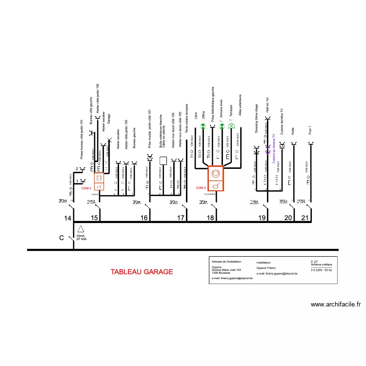 MJ &eacute;lectricit&eacute; sch&eacute;ma unifilaire partie 2. Plan de 