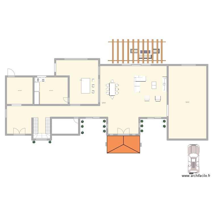 RDC. Plan de 5 pièces et 344 m2