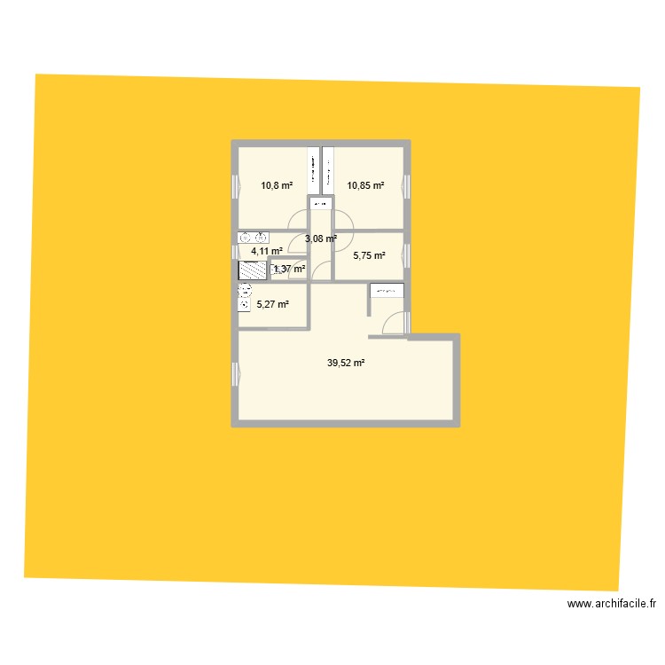 projet neuf. Plan de 8 pièces et 81 m2