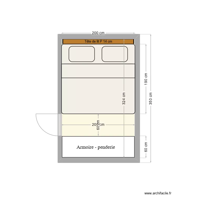 Chambre 1. Plan de 1 Pièce et 6 m² Chambre 1. Plan de 1 Pièce et 6 m²