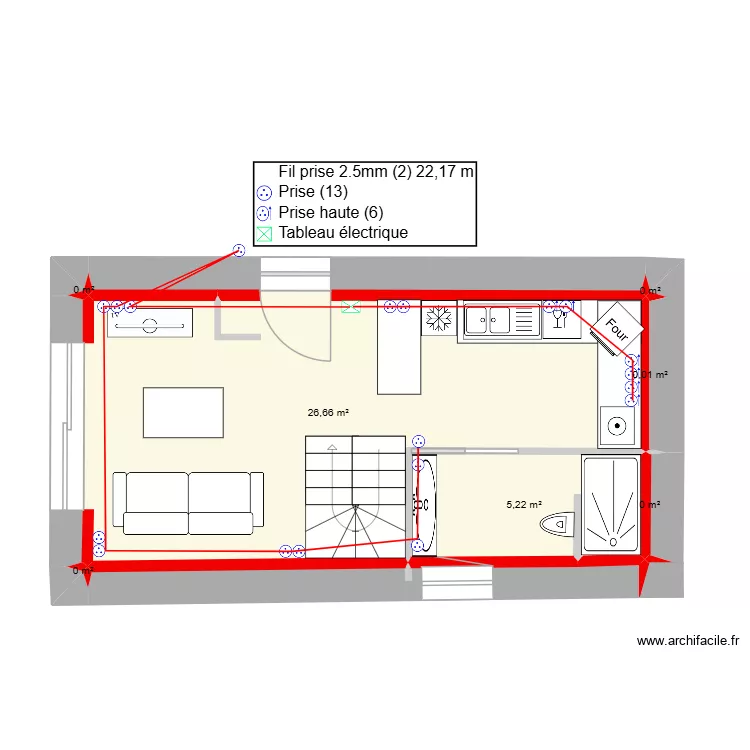 G&icirc;te Denis & Carole  prises RDC. Plan de 7  et 32 m²