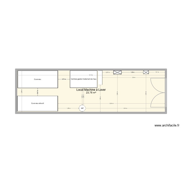 Local Machine &agrave; laver. Plan de 0 pièce et 0 m2
