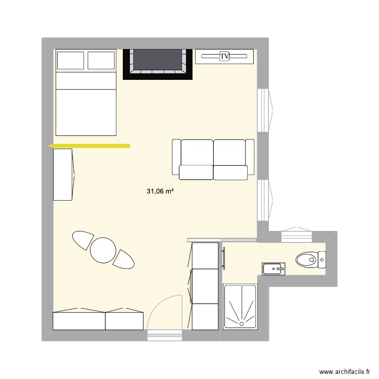 liancourt. Plan de 1 pièce et 31 m2