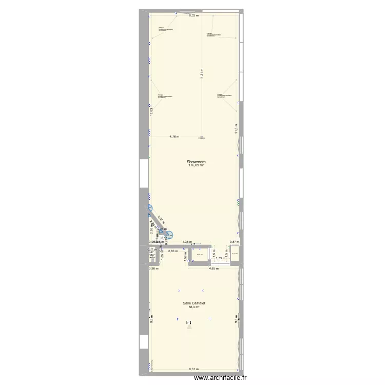Showroom + Castellet TOTAL. Plan de 5 et 269 m² Showroom + Castellet TOTAL. Plan de 5 et 269 m²