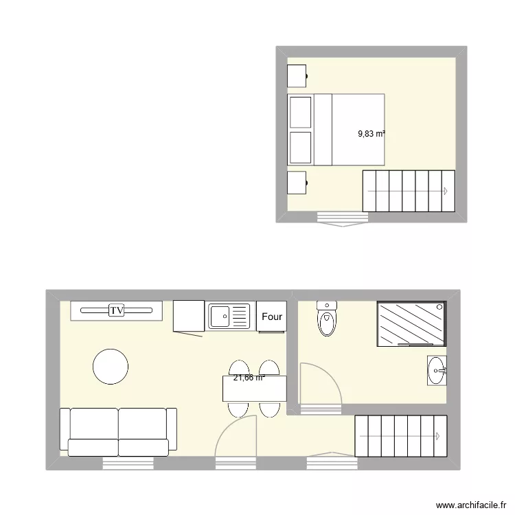 Projet h&eacute;rimoncourt. Plan de 2  et 31 m²
