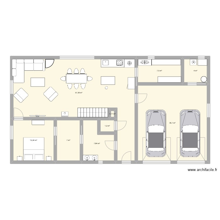 test 1. Plan de 9 pièces et 136 m2