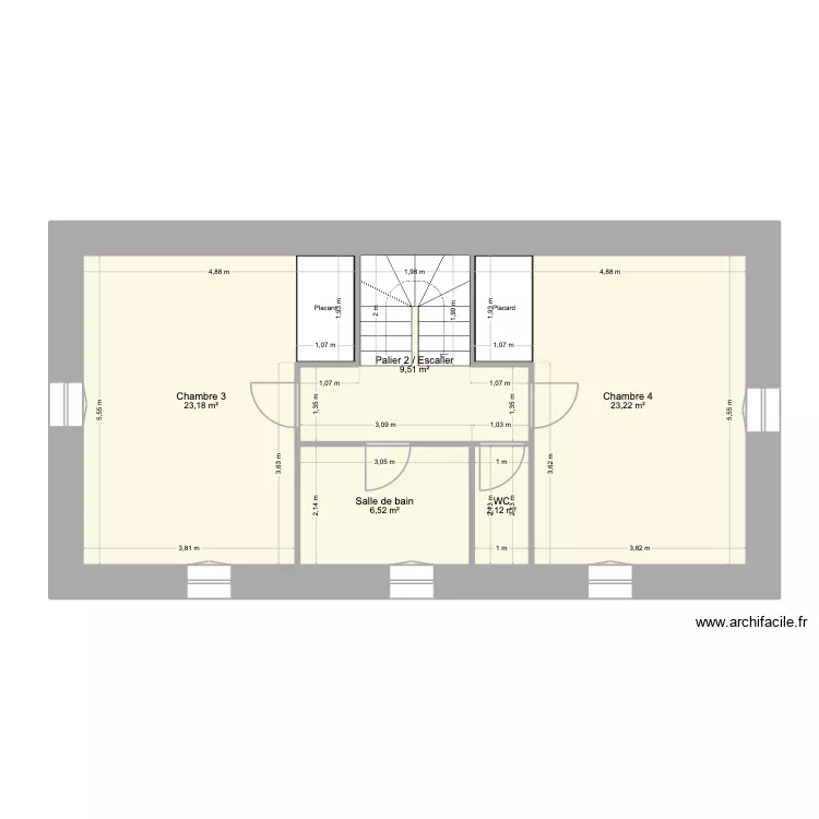 Plans maison La Souche 2ème étage. Plan de 5 et 65 m² Plans maison La Souche 2ème étage. Plan de 5 et 65 m²