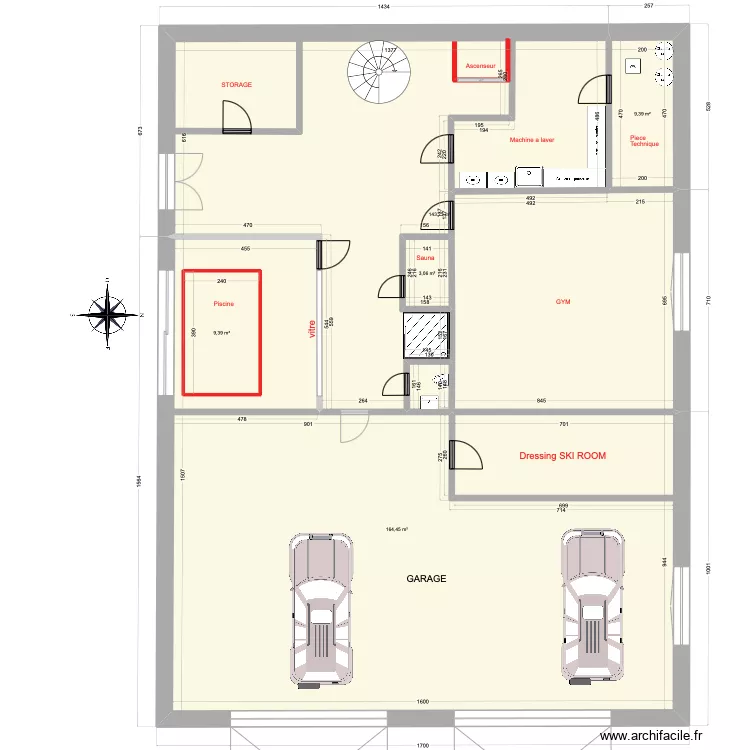 Andorra Chalet V5 600M2 V4 sans mezzanine. Plan de Andorra Chalet V5 600M2 V4 sans mezzanine. Plan de
