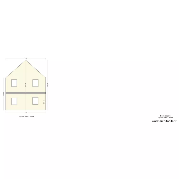 plan fa&ccedil;ade c&ocirc;t&eacute; SUD. Plan de 