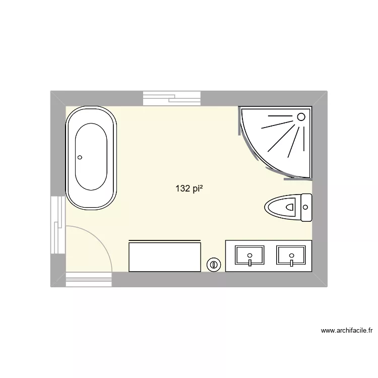 salle de bain. Plan de 1  et 12 m²