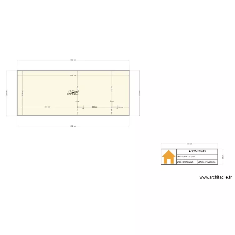 AOO1-T2-MB. Plan de 1 Pièce et 17 m²