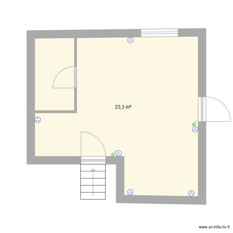 chambre benjamin. Plan de 1 pièce et 23 m2