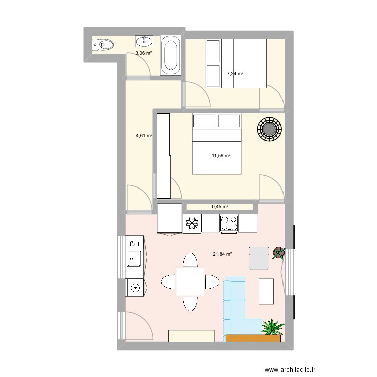 12Moreau. Plan de 6 pièces et 49 m2