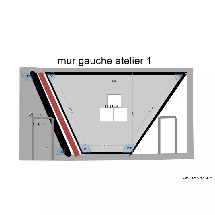 mur gauche atelier 1. Plan de 