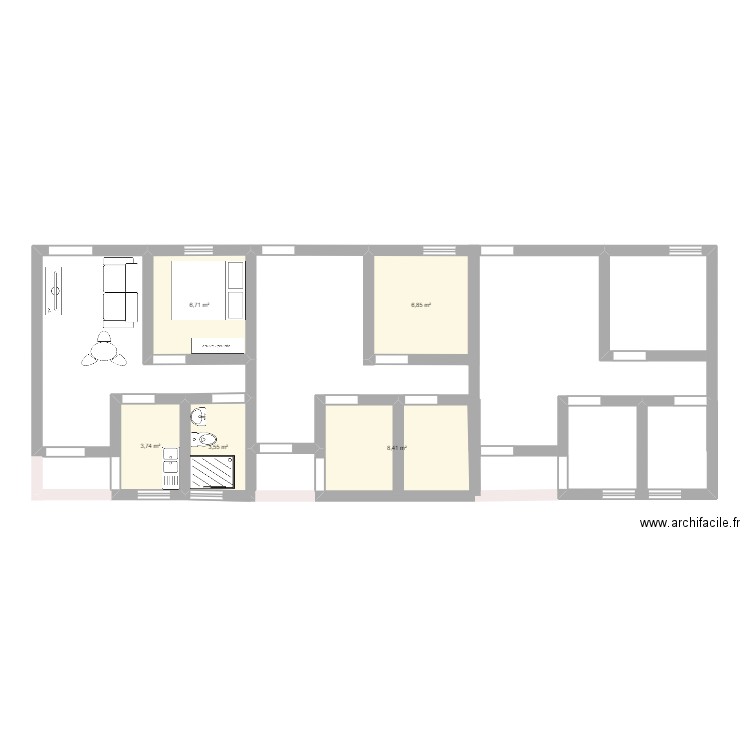 Yactika Pankui. Plan de 5 pièces et 29 m2