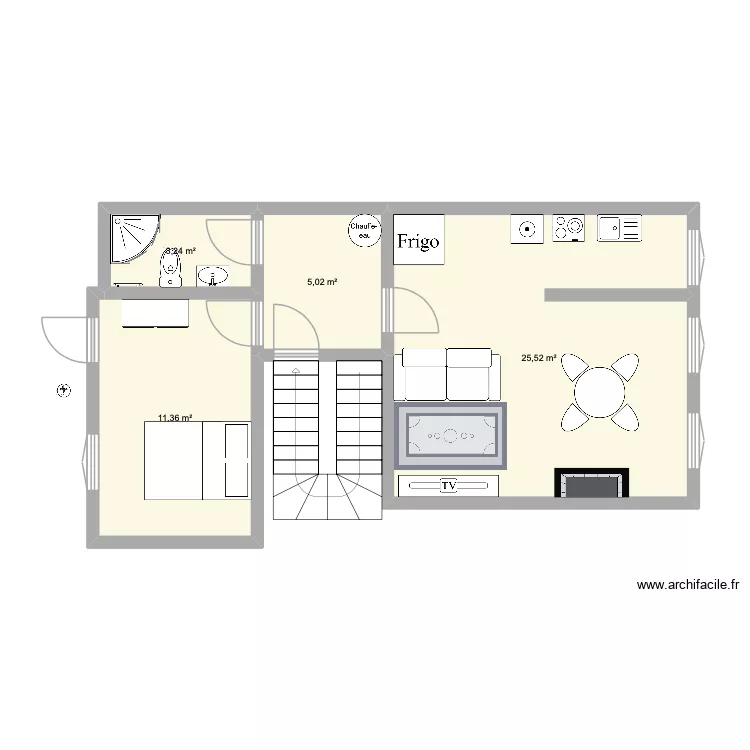 R+2 vendome. Plan de 4  et 45 m²