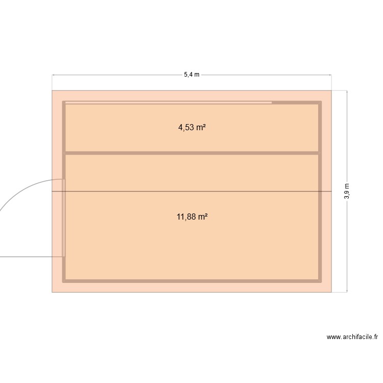 cabane. Plan de 2 pièces et 16 m2