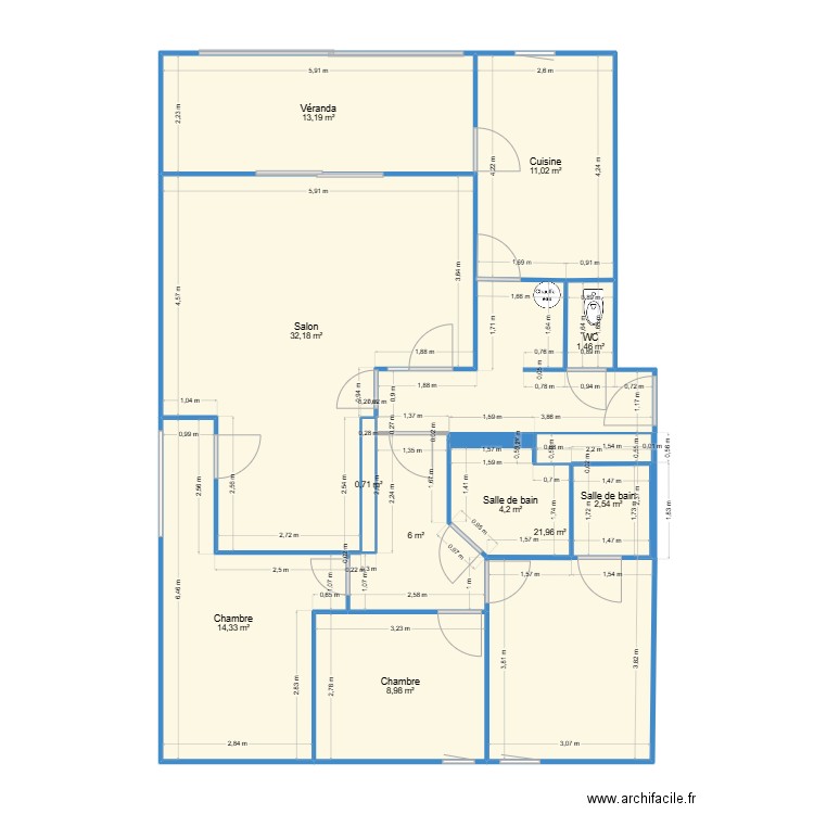 Coloc Leclerc. Plan de 11 pièces et 117 m2