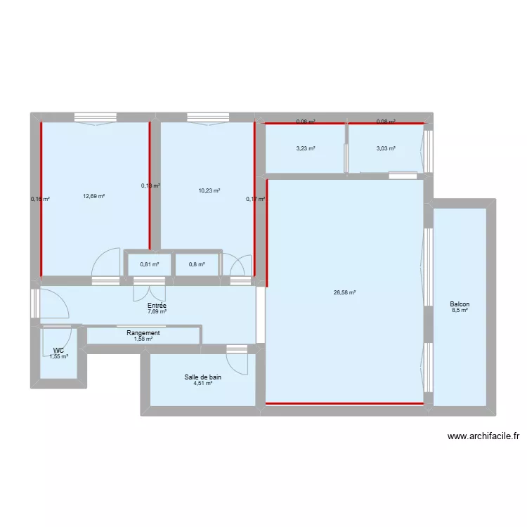 Appartement apr&egrave;s r&eacute;no. Plan de 