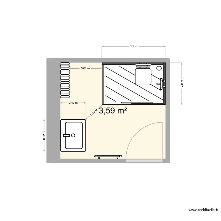 SDB GRANGE. Plan de 1 pièce et 4 m2