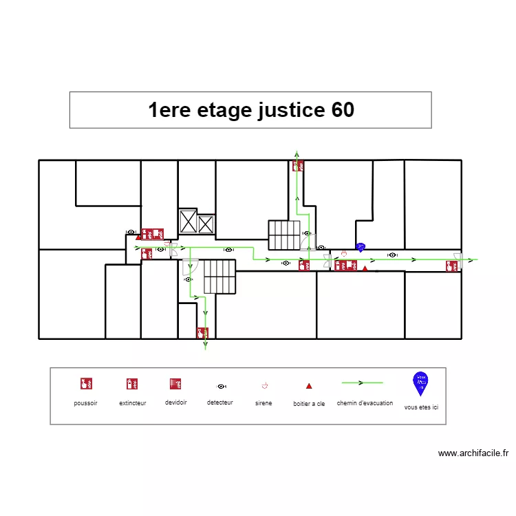 justice 60 du 2e au 5eme etage. Plan de 