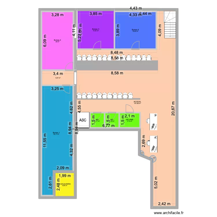 P&ocirc;le Sant&eacute; Melun. Plan de 11  et 213 m²