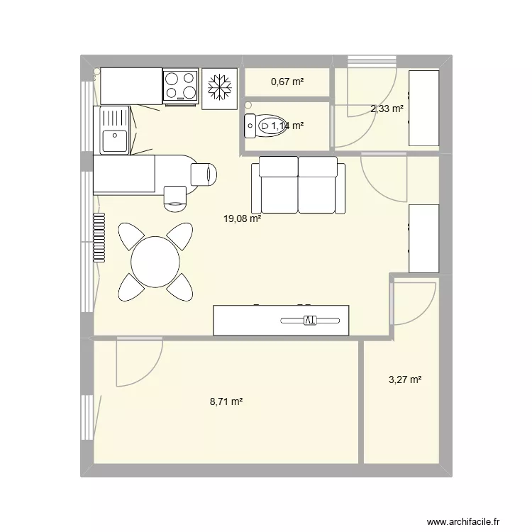Montreuil-verneuil V3 avec retour côté fenêtre. Plan de 6 et 35 m² Montreuil-verneuil V3 avec retour côté fenêtre. Plan de 6 et 35 m²