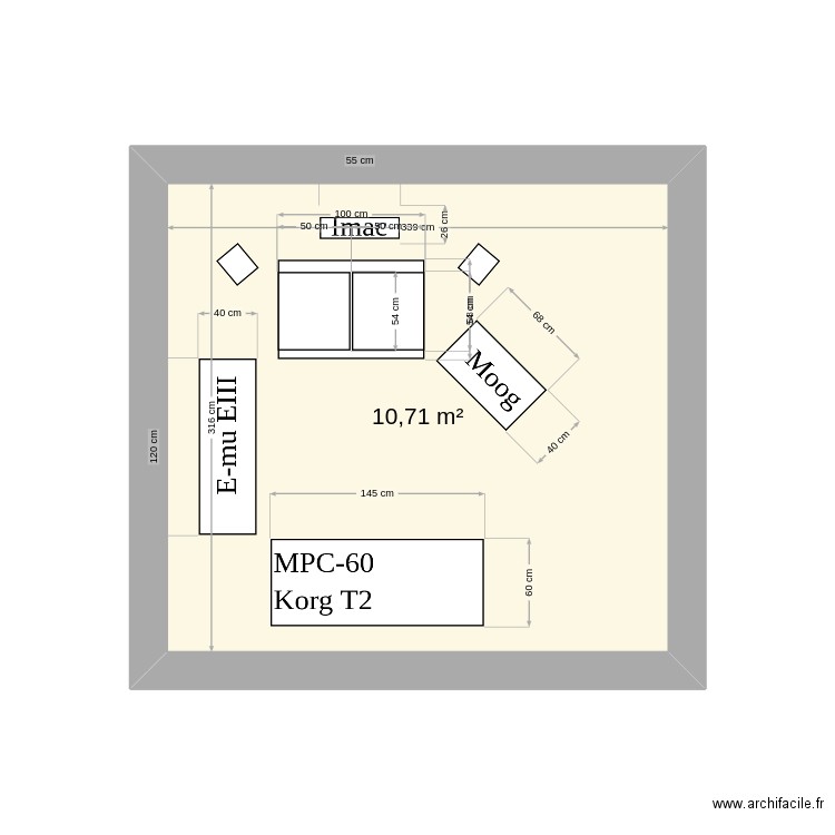 test Ceriale 2. Plan de 1 pièce et 11 m2