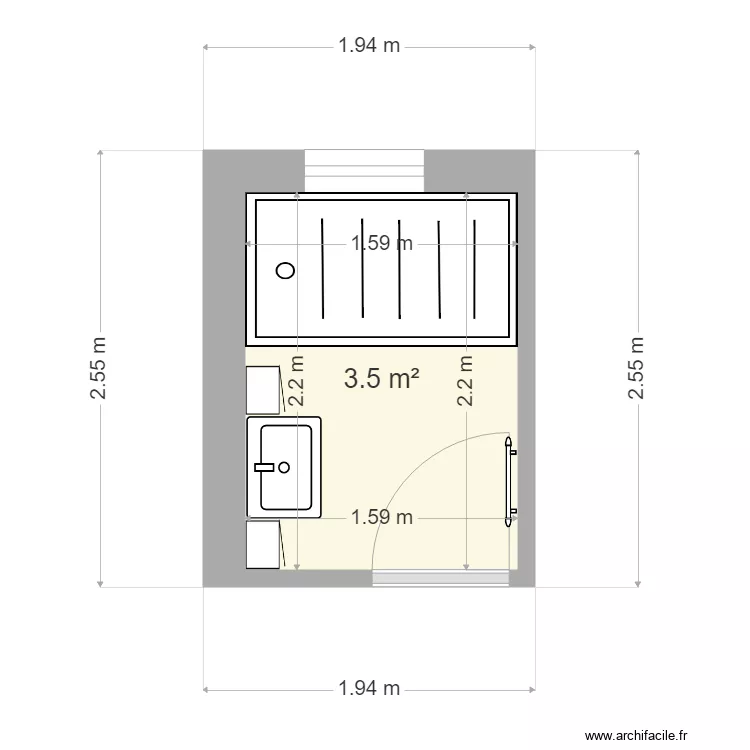 RECHIGNAT. Plan de 1 pièce et 4 m²