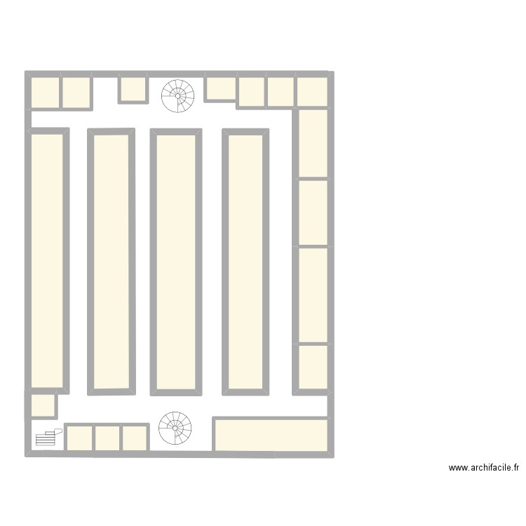 2e etages. Plan de 20 pièces et 105 m2