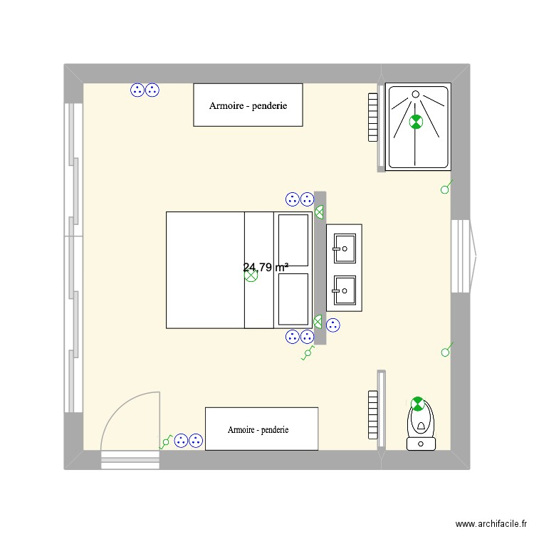 Chambre Pierro - Carol ex 1. Plan de 1 pièce et 25 m2