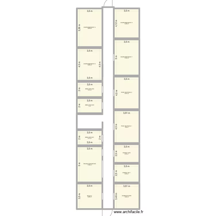ferme2. Plan de 14  et 178 m²