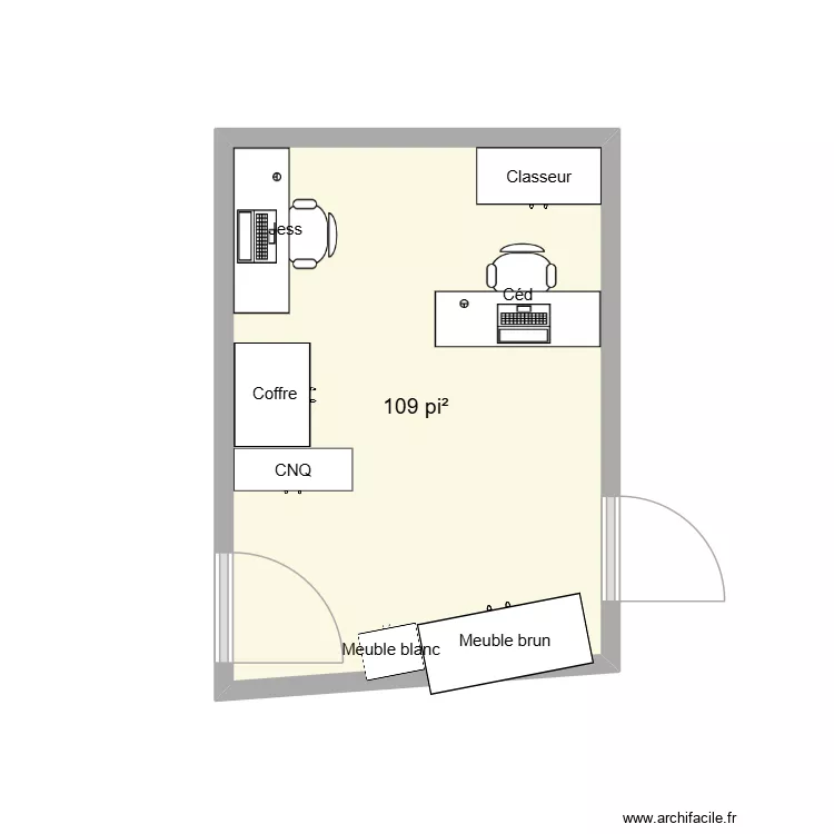 Bureau MagBell. Plan de 1 pièce et 10 m²