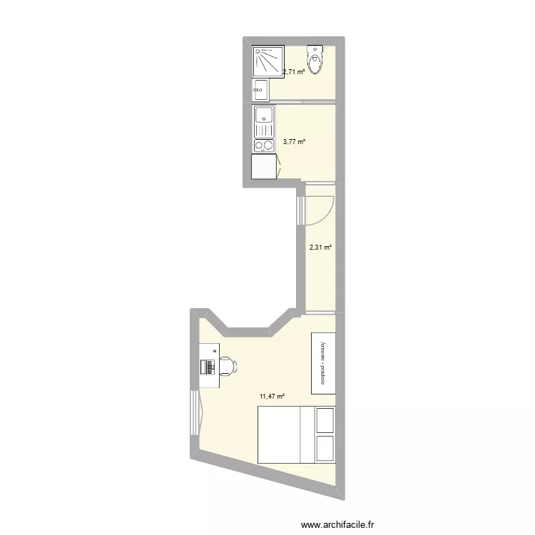 mathurins R+1 - studio. Plan de 4 et 20 m² mathurins R+1 - studio. Plan de 4 et 20 m²