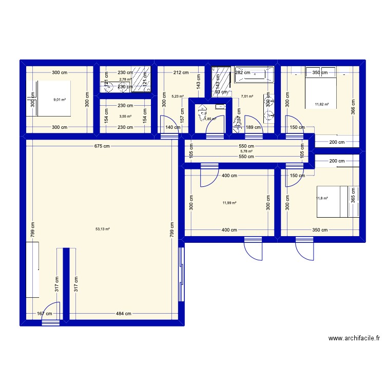 Plan maison Guéreins 2. Plan de 11 pièces et 124 m2